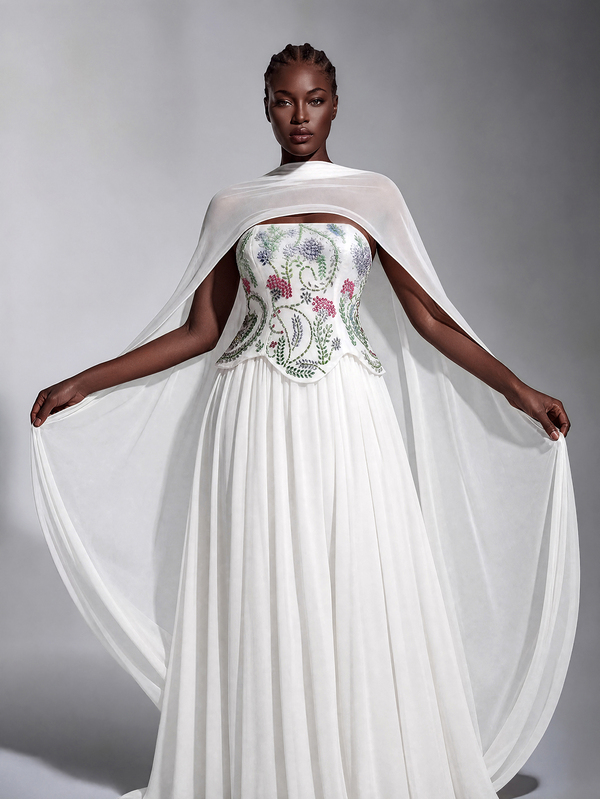 Elitara Vestido Elegante Romántico Glamuroso Talla Grande Blanco de Punto & Gasa con Patchwork y Adorno de Pedrería Pesada, Diseño 2 en 1, Ajustado Línea A, Adecuado para Fiesta Nocturna, Baile, Evento de Boda, Vestido de Novia