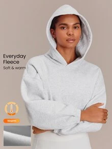 GLOWMODE Everyday Fleece 舒適露營風柔軟輕盈保暖寬鬆短版運動衫，秋冬戶外日常休閒穿搭 - 淺灰色 - 查看 1