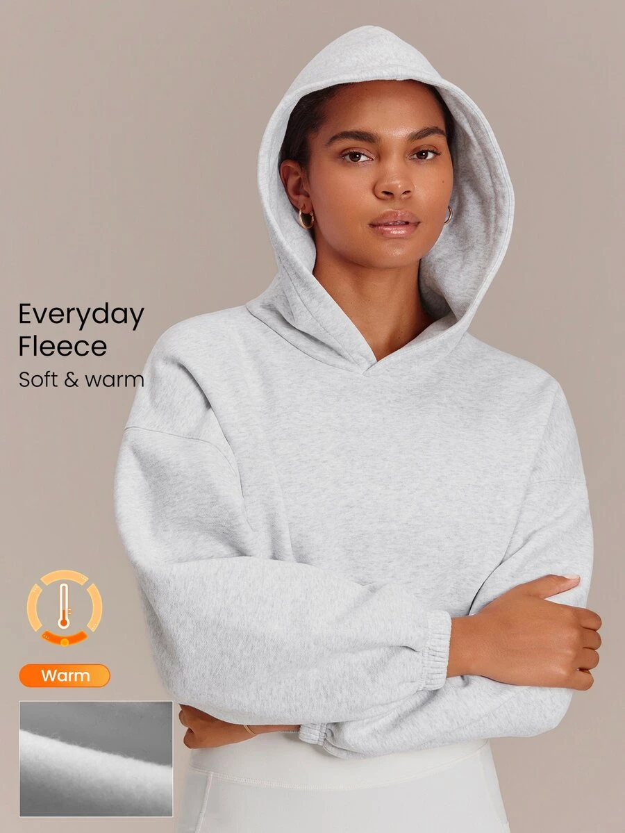 GLOWMODE Everyday Fleece 舒適露營風柔軟輕盈保暖寬鬆短版運動衫,秋冬戶外日常休閒穿搭 - 淺灰色 - 查看 1