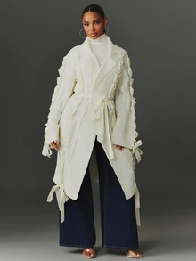 NYA SZN Cardigan Wanita Warna Polos Kasual Serbaguna untuk Pemakaian Sehari-hari - Putih - View 4