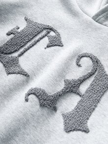 PAVTROS 男士街頭風熱銷 LA 3D刺繡字母運動衫套裝，男友/丈夫禮物，週年紀念禮物 - 淺灰色 - 查看 3