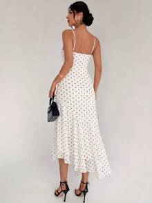 Firerie Women's Summer Elegant Polka Dot Print Spaghetti Strap Dress - White - View 2
