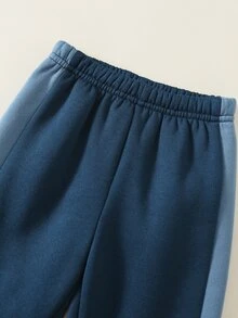 SHEIN 男嬰字母印花針織柔軟圓領長袖套頭衛衣與鬆緊腰長褲兩件套 - 彩色 - 查看 7