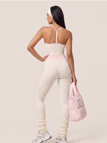 SHEIN BAE Women's Polka Dot Casual Daily Wear Halter Neck Sports Jumpsuit - White - View 2