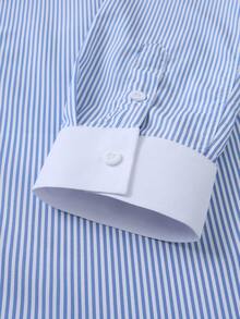 Manfinity Homme Plus Size Men's Striped Casual Long Sleeve Shirt For Daily Wear - Multicolor - View 6