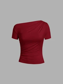 SHEIN Clasi 女款抓皺休閒百搭日常短袖T恤 3件/組 - 彩色 - 查看 4