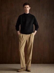 Manfinity CityGents 男士秋冬休閒百搭純色針織衫 - 黑色 - 查看 5