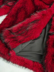Sunspun Plus Size Harajuku Y2K Subculture Loose Vintage Faux Fur Jacket Winter - Burgundy - View 8