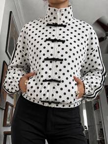 Modelyn Women's Polka Dot Colorblock Casual Versatile Daily Long Sleeve Jacket - Multicolor - View 6