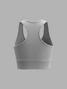 Sweetra Women's Solid Color Casual Sporty Athleisure Versatile Daily Gym Travel Sports T-Shirt Grey Summer - Grey - View 2