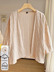 Comfortcana 夏季短版薄款輕量紋理大尺碼短夾克，適合秋冬徒步、家庭度假、休閒哥德風 - 杏色 - 查看 5
