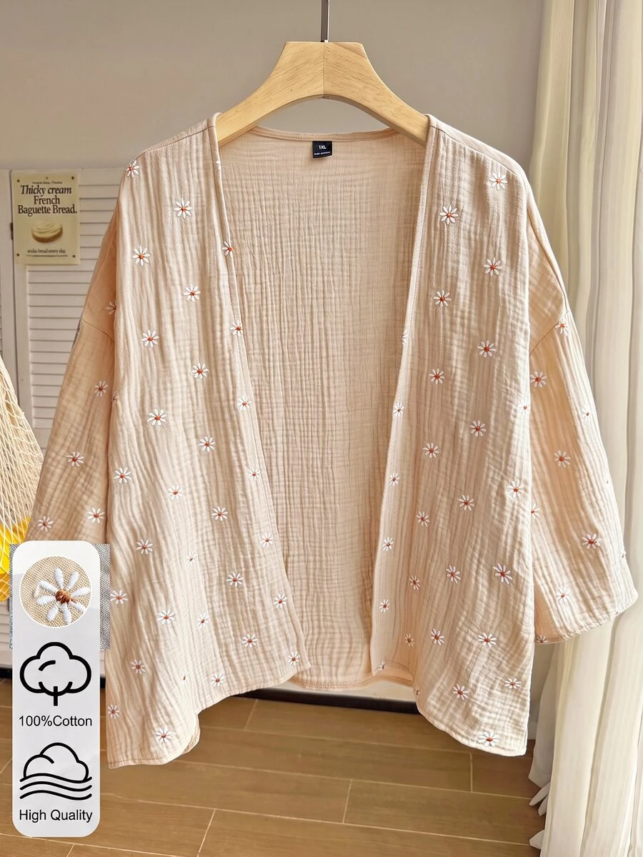 Comfortcana Summer Short Thin Lightweight Textured Plus Size Short Jacket In Fall/Winter Hiking Family Vacation Casual Goth - Apricot - View 1
