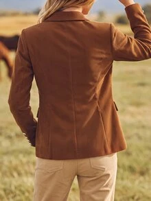 EMERY ROSE Autumn/Winter Corduroy Blazer Jacket - Brown - View 2
