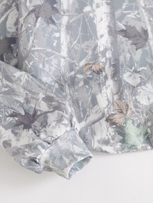 SHEIN 青少年女孩寬鬆版型迷彩印花抽繩腰運動衫運動褲2件組套裝 - 淺灰色 - 查看 6