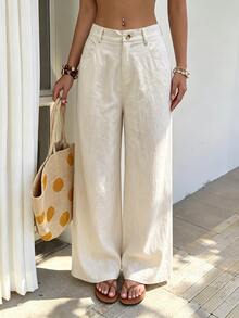 Trelyra Women's Fashion Casual Commute Versatile Long Pants - White - View 5