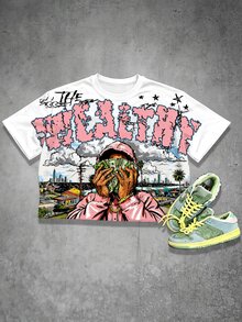 Manfinity EMRG Men's Casual Everyday Essential INS Style Young Streetwear Graffiti Sports Academy Loose Fit Plus Size T-Shirt - Multicolor - View 2