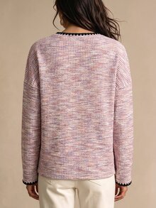 SHEIN LUNE Women's Casual Contrast Trim T-Shirt, Autumn - Multicolor - View 2
