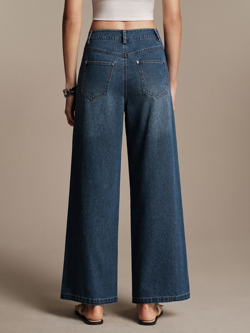 Anewsta Essential Women's Casual Washed Wide Leg Denim Jeans