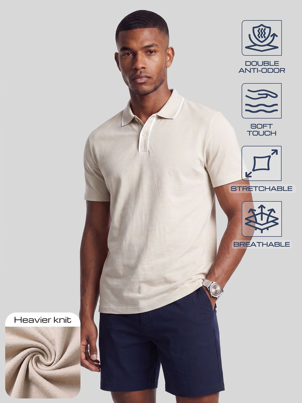 TekDrob Regular Classic Polo With Striped RIB Detail