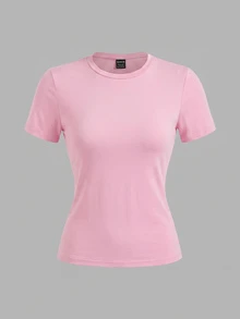 SHEIN EZwear 3件組休閒極簡風女款圓領修身長短袖T恤套裝，95%棉，94%棉條紋 - 彩色 - 查看 6