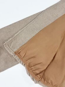 Pariaura Women's Khaki Fall/Winter Crew Neck Zip Drop-Shoulder Crop Jacket,Long-Sleeve Pocket Hem Cinched Short Top,Chic Occasion Wear For Daily Outing Commute - Brown - View 8