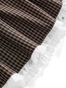 Sweetness Women's French Plaid Back To School Collegiate Shirt - Brown - View 4