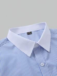 Manfinity Homme Plus Size Men's Striped Casual Long Sleeve Shirt For Daily Wear - Multicolor - View 4
