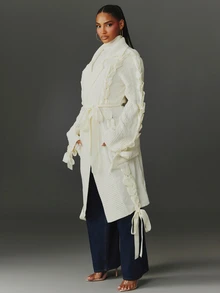 NYA SZN Cardigan Wanita Warna Polos Kasual Serbaguna untuk Pemakaian Sehari-hari - Putih - View 5