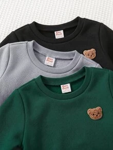 Cozy Pixies 小男孩裝飾拼接圓領長袖套頭運動衫與鬆緊腰長褲 6 件套 - 彩色 - 查看 5