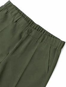 Manfinity Hypemode Men's Casual 80s Strench Flare Pants Solid Color Mid Rise Slim Fit Trousers With Pockets Vacation Holiday Olive Green Autumn - Army Green - View 5