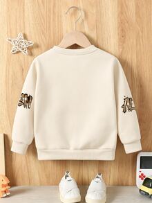 Boys Creative Splatter Ghost Face Letter Print Crew Neck Pullover ...