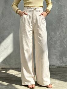 Trelyra Women's Fashion Casual Commute Versatile Long Pants - White - View 6
