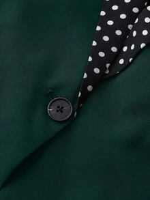 SHEIN LUNE 圓點印花拼接大尺碼西裝外套 - 墨綠色 - 查看 4
