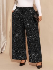 Comfylo Spring/Summer Casual Woven Embroidered Vacation Outing Plus Size Long Pants - Black - View 7