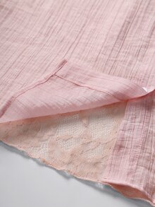 GlowEve CURVE Women's Lace Bowknot Pink Long Sleeve Plus Size Blouse - Pink - View 8
