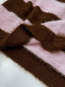 Maweii Cardigan Rajut Wanita Ukuran Besar, Garis-Garis Multiwarna, Hangat, Potongan Longgar, Kasual, Musim Gugur/Dingin - MultiWarna - View 7