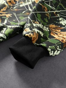 ROMWE MEN Street Life Men's Printed Patchwork Hoodie - Black - View 5