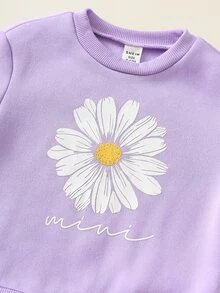 女嬰幼兒 2套裝 秋冬休閒可愛紫色運動衫套裝 多件式 女嬰冬季衣著套裝 - 紫色 - 查看 4