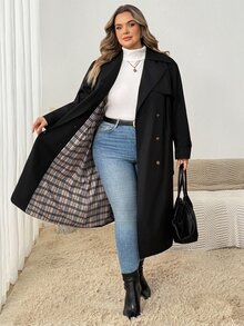 SHEIN CURVE+ 大尺碼大衣，2026年秋冬 22W - 彩色 - 查看 8