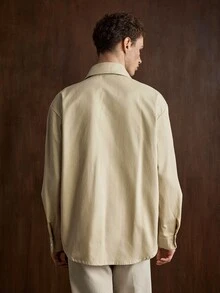Manfinity CityGents 男士休閒百搭純色長袖襯衫 - 灰色 - 查看 2