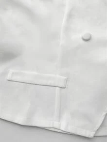 Auvina Women's Plus Size Button Chiffon Patchwork Waist-Cinching Blouse - White - View 5