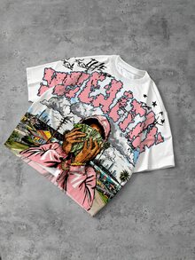 Manfinity EMRG Men's Casual Everyday Essential INS Style Young Streetwear Graffiti Sports Academy Loose Fit Plus Size T-Shirt - Multicolor - View 6