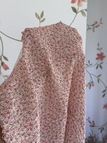 CottageSlumber Plus Size Ditsy Floral Square Neck Patchwork Lace Trim Half-Button Front Nightgown - Pink - View 7