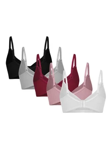 Ocili 5pcs Grey Leisure Underwire Push-Up Bra With Side-Smoothing Design For Women - Multicolor - View 2