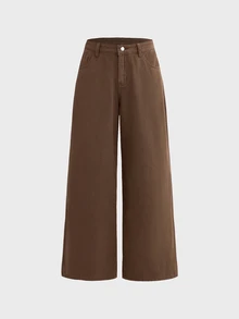 SWAVVY Men's Casual Versatile Everyday Denim Jeans With Pocket And Button - Brown - View 3