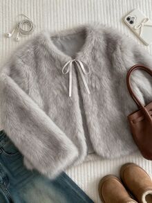 Comfortcana Plus Size Women's Winter Fashion Faux Fur Coat - Khaki - View 4