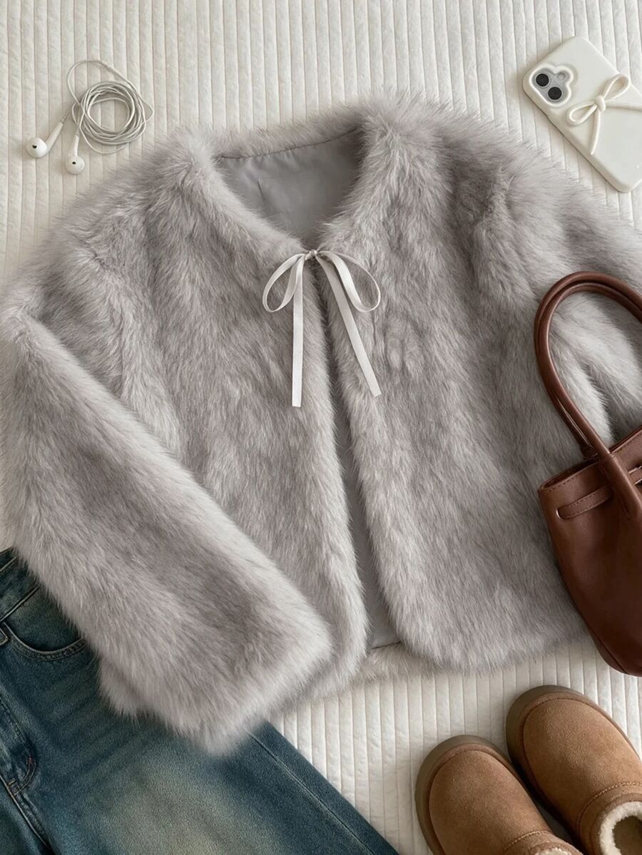 Comfortcana Plus Size Women's Winter Fashion Faux Fur Coat - Khaki - View 1