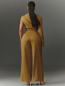 NYA SZN Matching Set Top And Pant Draped - Olive Green - View 2