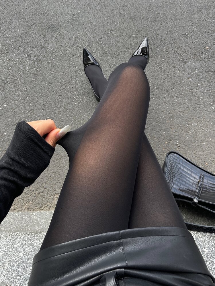 DAZY 女款純色修身彈性緊身休閒性感度假風春夏秋冬打底褲 Y2K - 黑色 - 查看 1