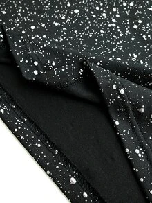 SHEIN Tank Top Wanita Elegan dengan Desain Payet dan Patchwork Jala - Hitam - View 6